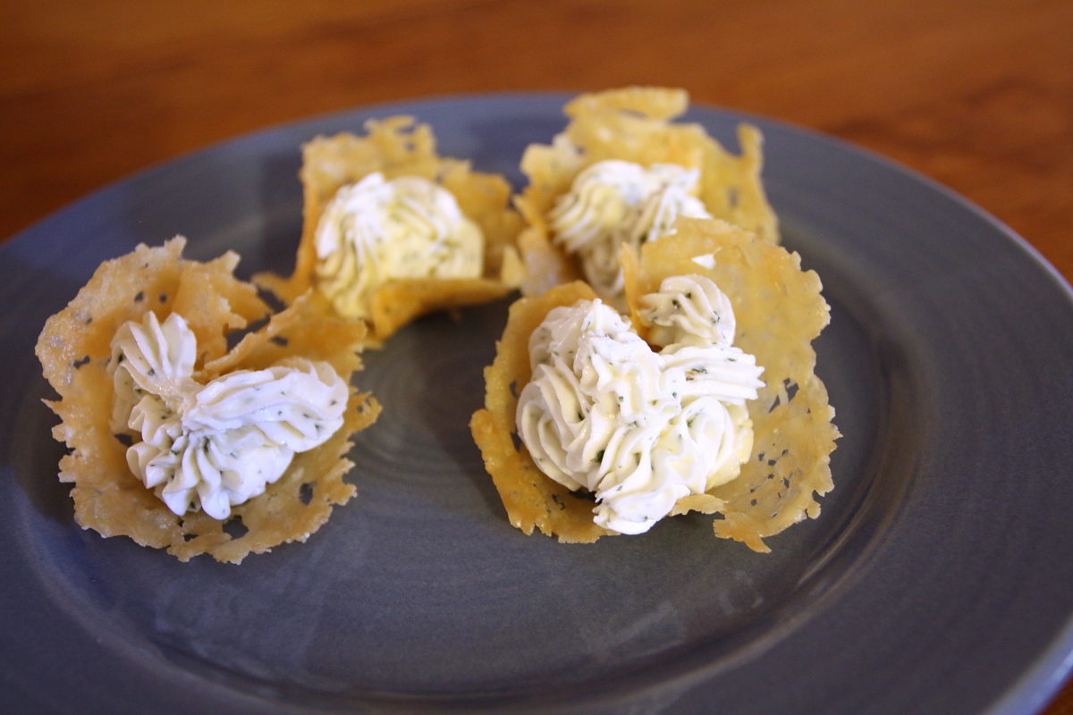 crisps with goat cheese mousse
