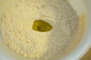 Olive oil in the flour