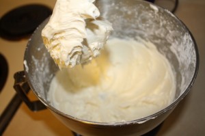 Cream cheese blended with confectioners' sugar