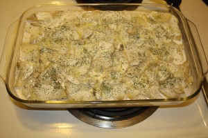 potatoes gratin with pepper and thyme