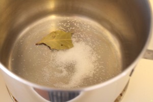 water, salt, and bay leaf
