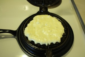 waffle batter on an iron