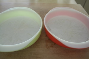 two lined pyrex pans