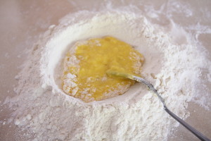 mixing pierogi dough