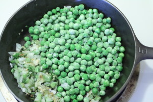 adding peas