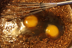 Are they two eyes from the deep? No, just eggs to whisked into the batter.