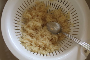 draining sauerkraut