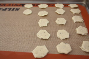 crackers on a baking sheet
