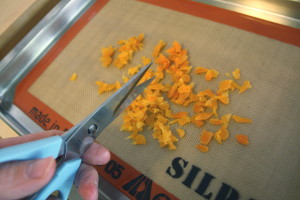 chopping apricots