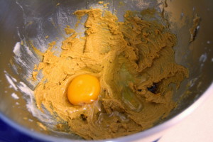 adding eggs and vanilla
