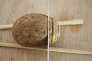 slicing potato