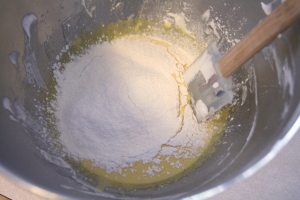 adding flour and cornstarch