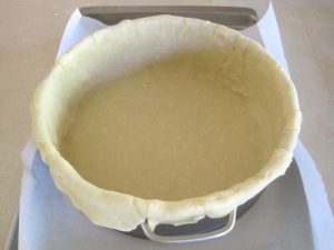 pan fitted with dough