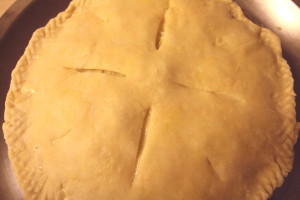 leek and cheese pie ready for the oven.
