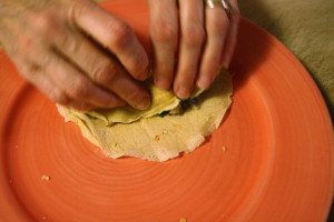 rolling a crepe