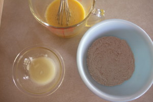 whisked eggs and milk and flour