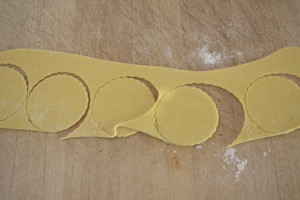 cutting circles of dough