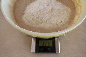 adding flour to compensate for too little starter