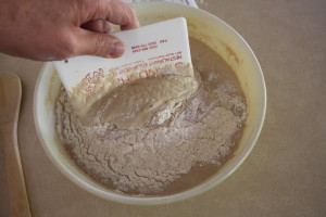 mixing in flour