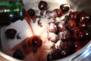 ingredients for cherry jam