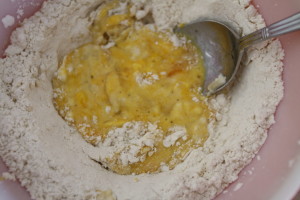 mixing pasta dough