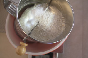 weighing flour and cocoa