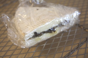 Brie layered with wild mushrooms