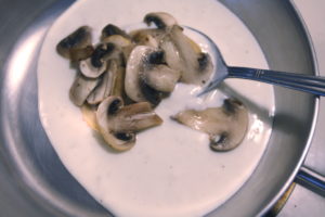 mushrooms in Mornay sauce