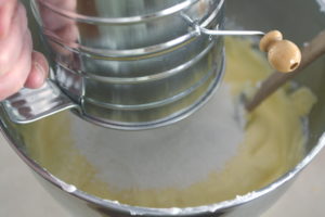 sifting cake flour