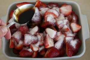 preparing strawberries