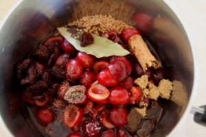 making cherry mostarda