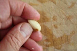 peeling almonds