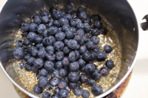 adding blueberries