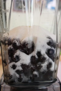 blending blueberries